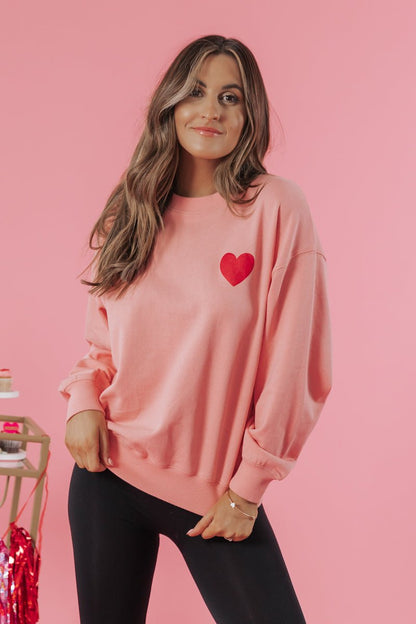 Pink Wash Heart Detail Sweatshirt - Magnolia Boutique