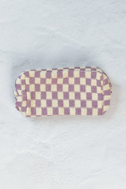 Purple Checkered Make Up Bag - Magnolia Boutique