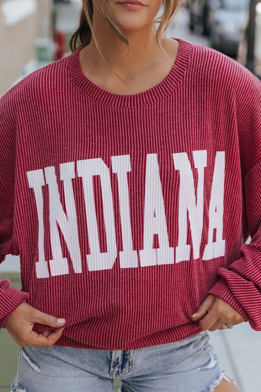 Red "Indiana" Pullover Sweatshirt - Magnolia Boutique