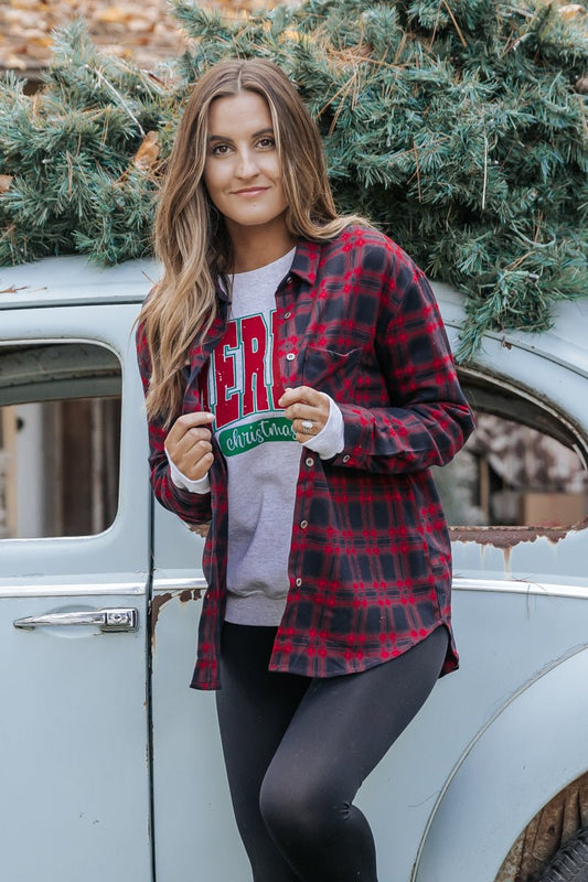 Red Plaid Button Down Shirt - Doorbuster - Magnolia Boutique