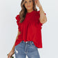 Red Ruffle Sleeve Pleated Blouse - FINAL SALE - Magnolia Boutique