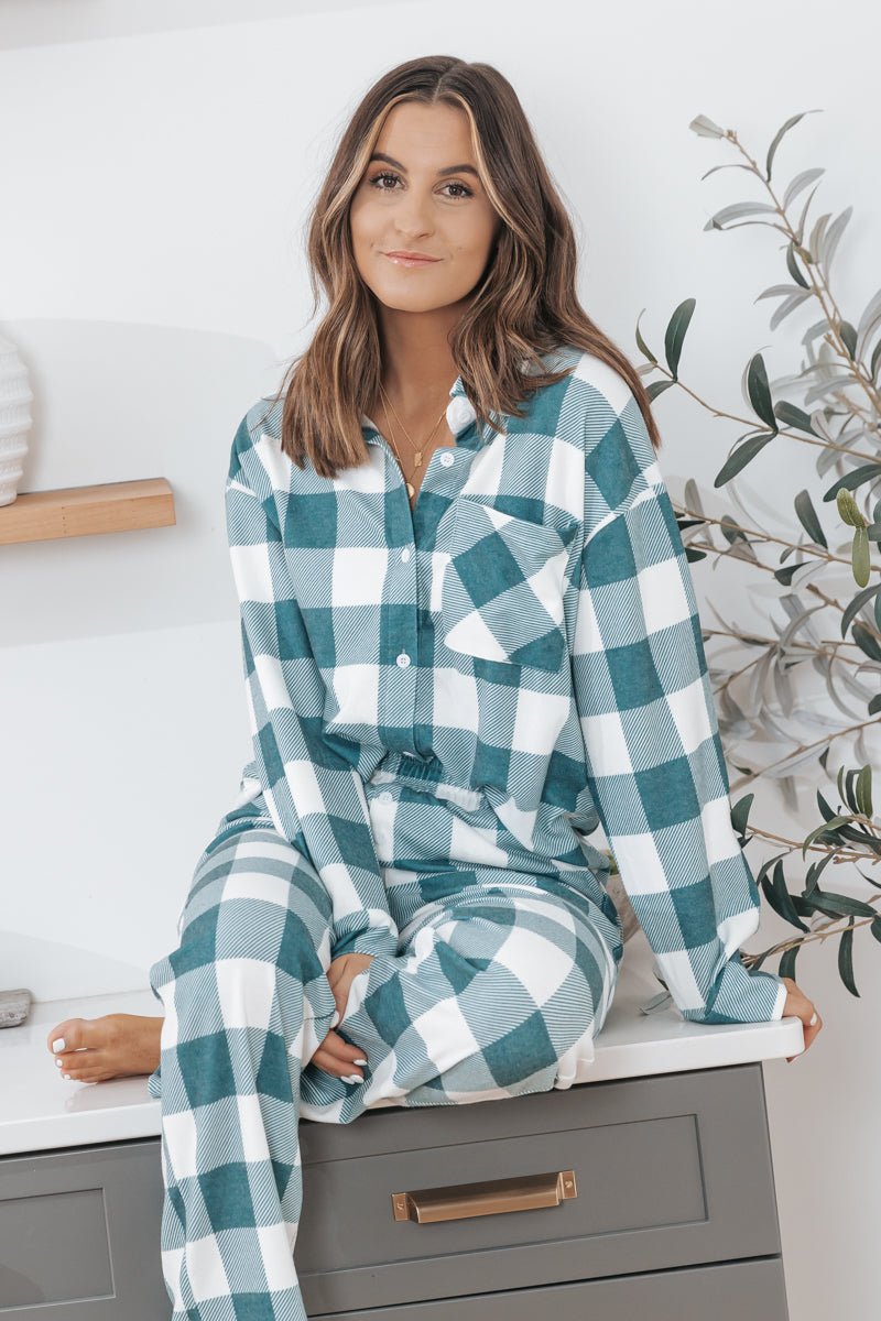 Rest Easy Green Plaid PJ Set - Magnolia Boutique