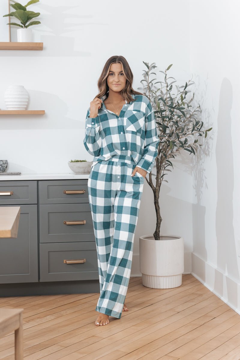 Rest Easy Green Plaid PJ Set - Magnolia Boutique
