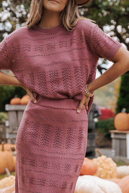 Rose Short Sleeve Pointelle Sweater - Magnolia Boutique