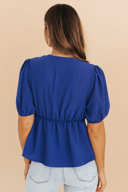 Royal Short Puff Sleeve Pleated Top - FINAL SALE - Magnolia Boutique