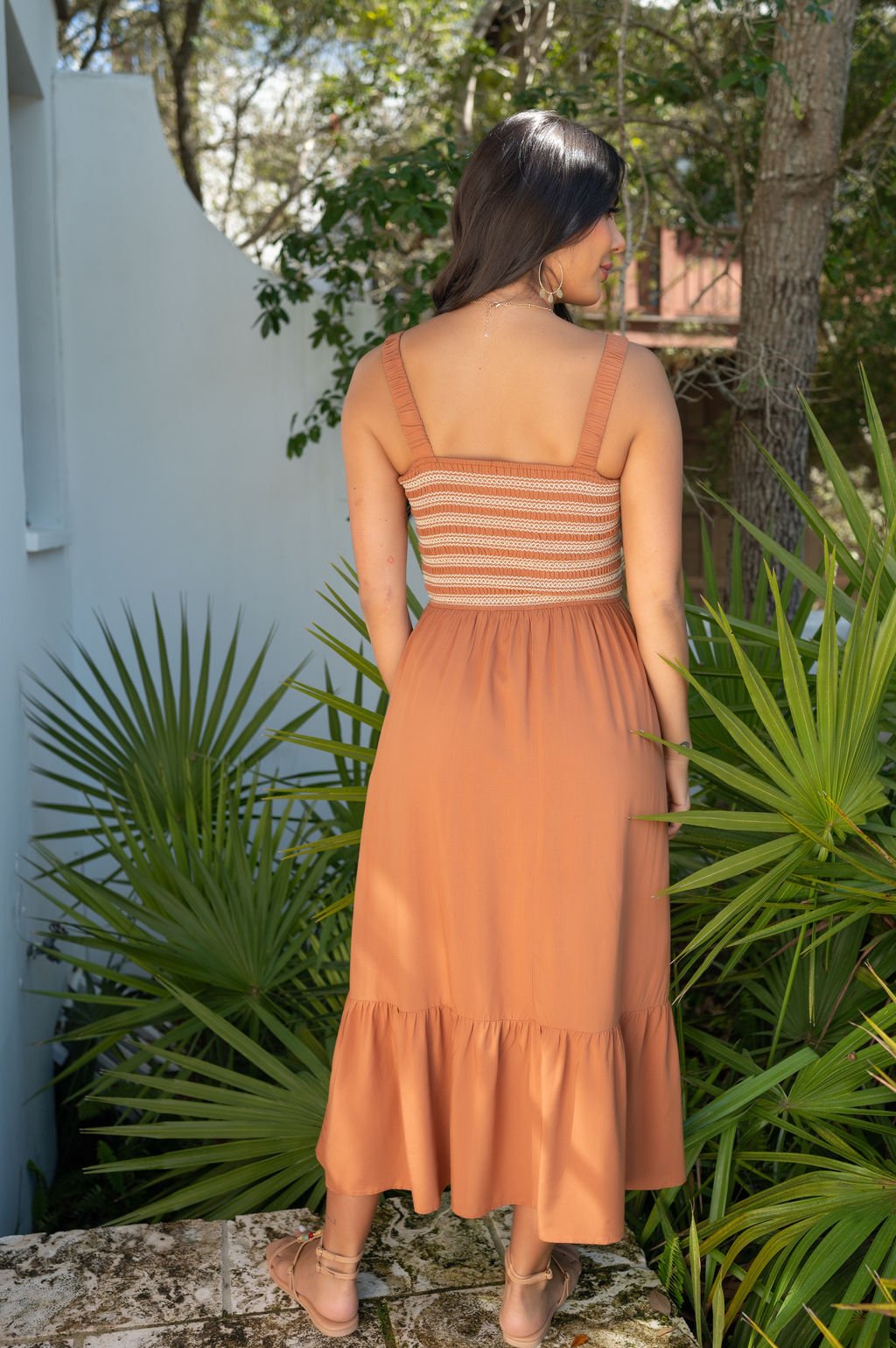 Rust Embroidered Tiered Midi Dress | Pre Order - Magnolia Boutique