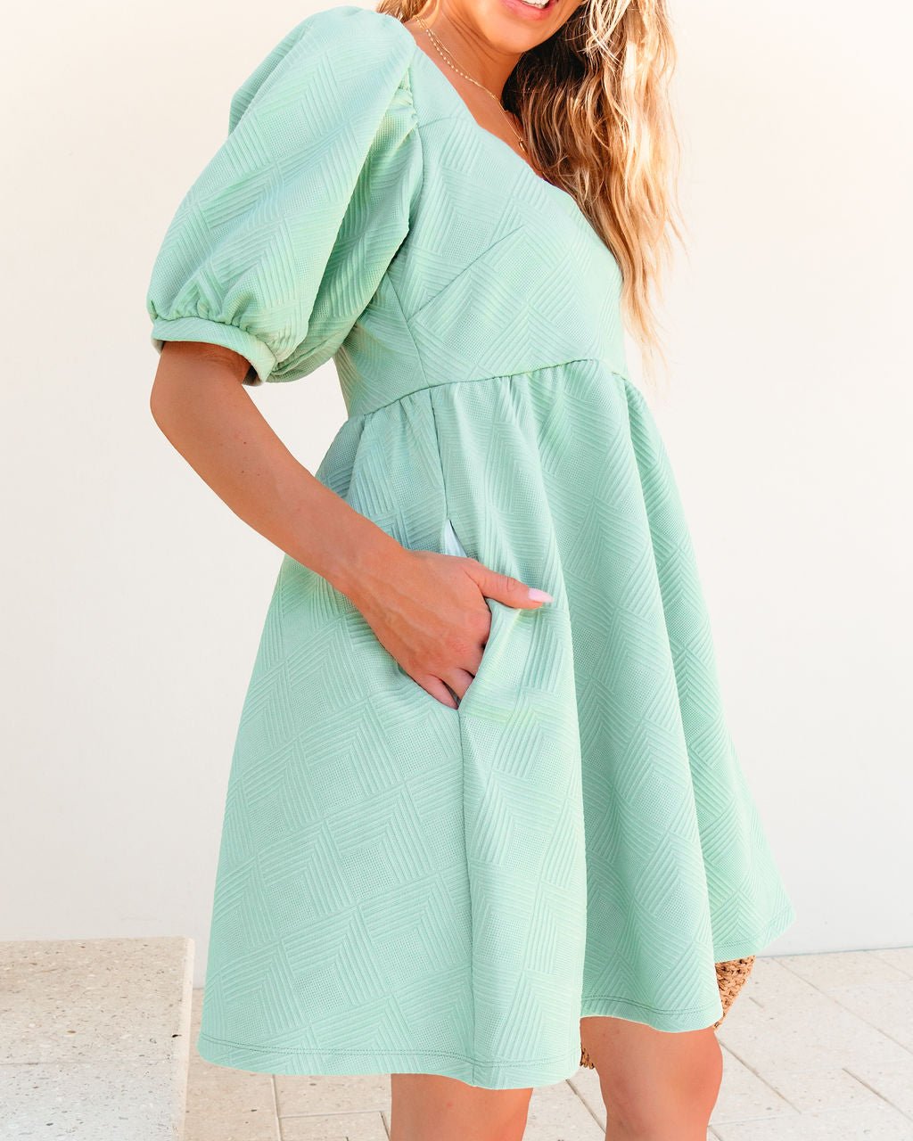 Sage Puff Sleeve Mini Dress - Magnolia Boutique