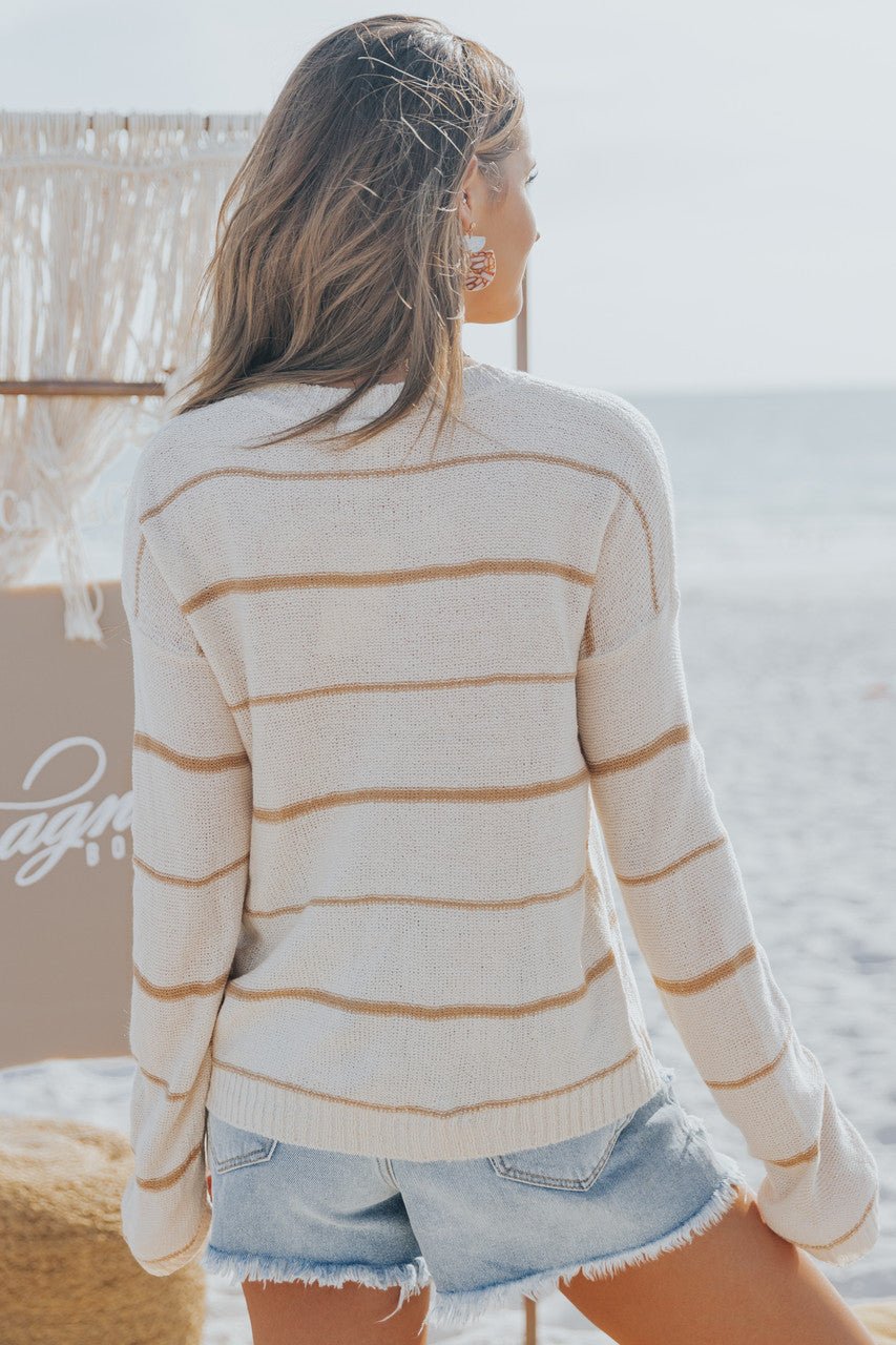 Sandy & Tan Pinstripe Lightweight Sweater - Magnolia Boutique