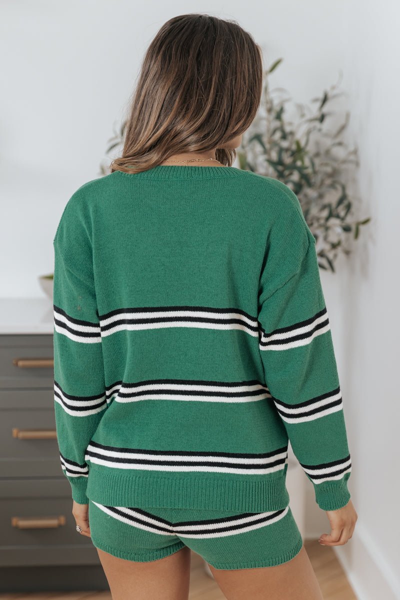 Settle Down Green Striped Pullover - Magnolia Boutique