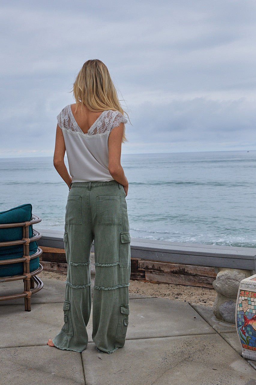Shadow Green Baggy Twill Cargo Pants - Magnolia Boutique