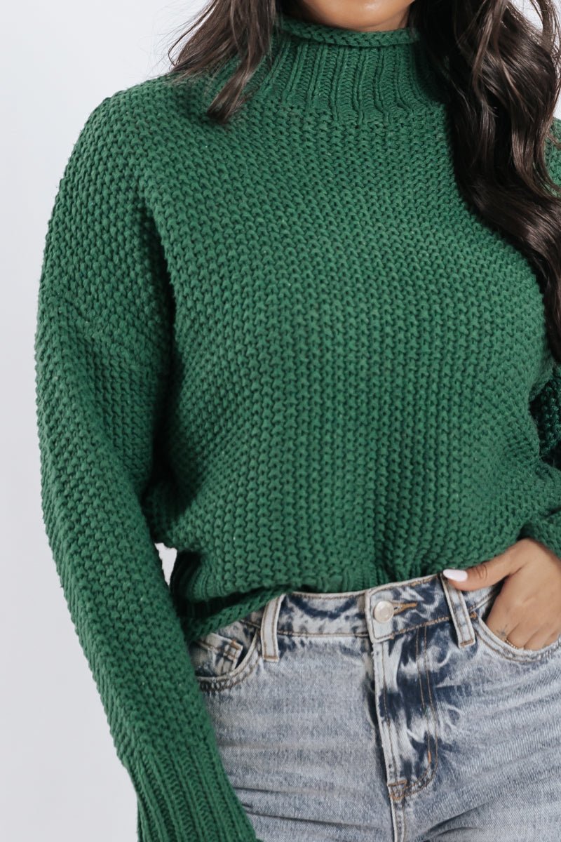 Sierra Green Long Sleeve Knit Turtleneck Sweater - Magnolia Boutique