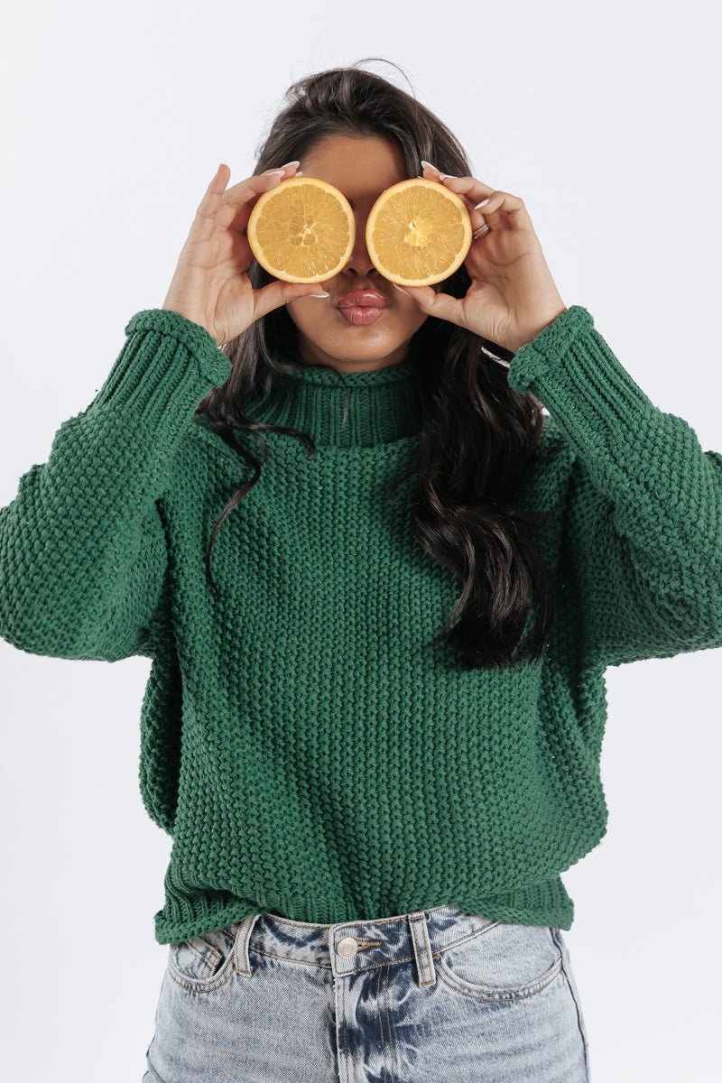 Sierra Green Long Sleeve Knit Turtleneck Sweater - Magnolia Boutique