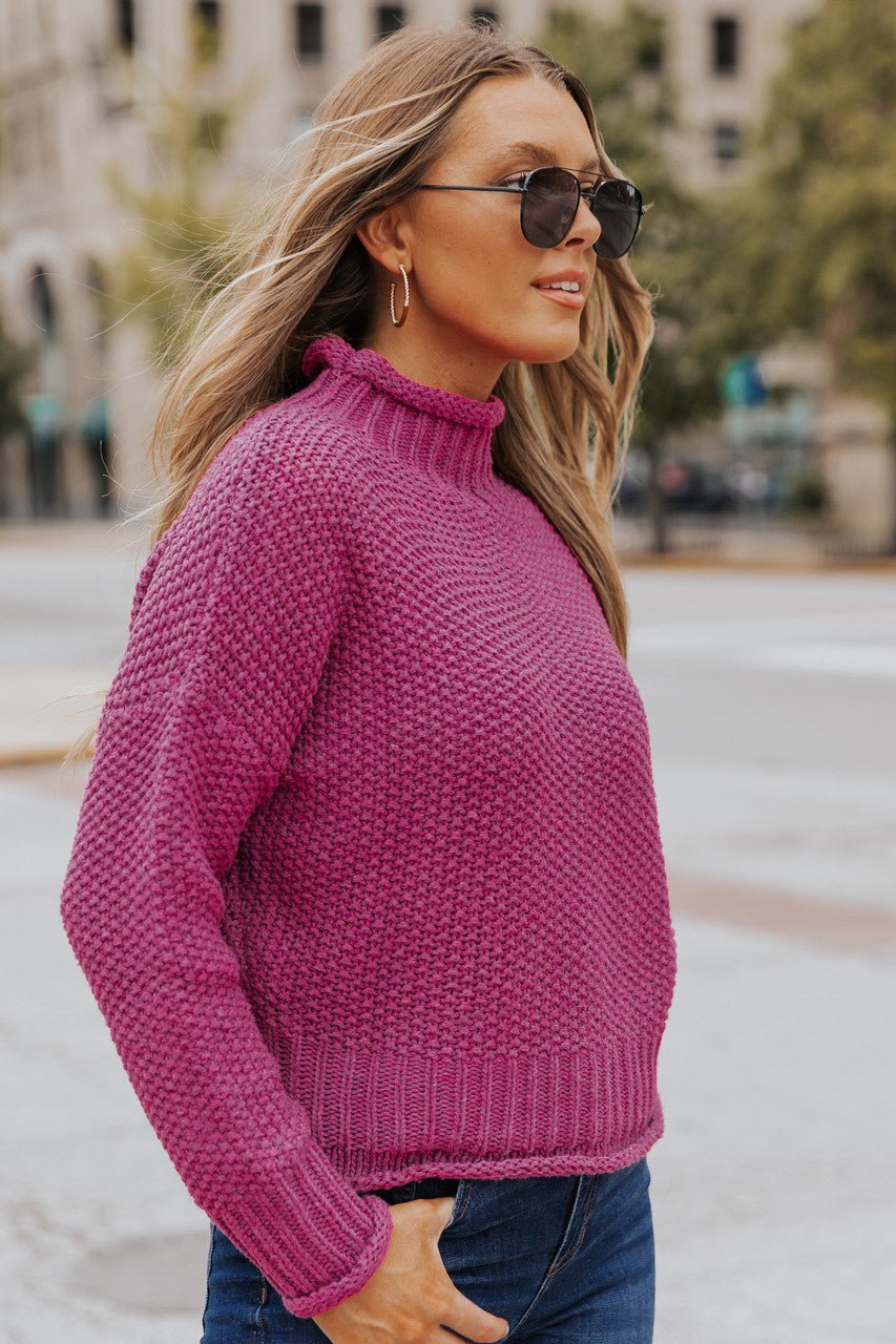 Sierra Magenta Long Sleeve Knit Turtleneck Sweater - FINAL SALE - Magnolia Boutique