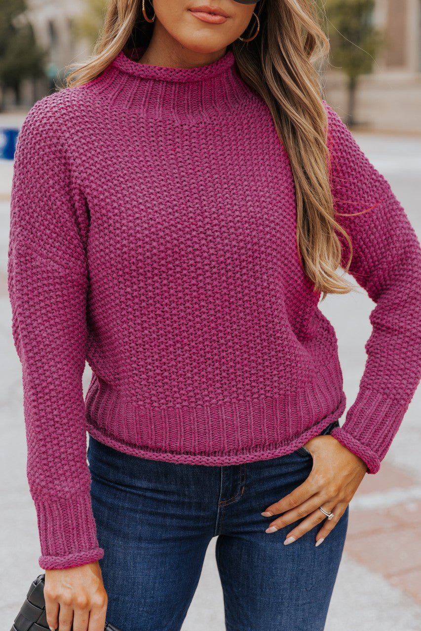 Sierra Magenta Long Sleeve Knit Turtleneck Sweater - FINAL SALE - Magnolia Boutique