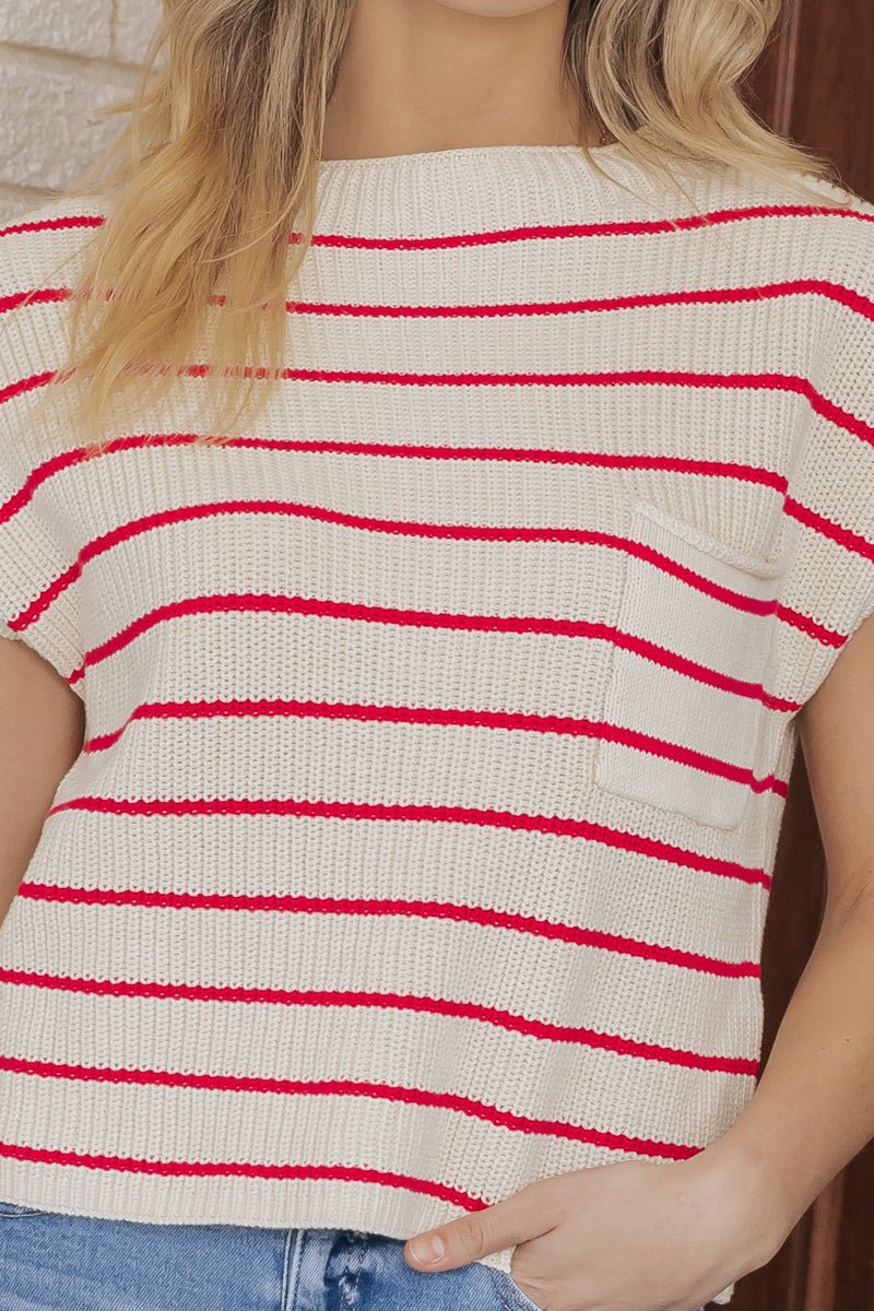 Sleeveless Cream Striped Sweater - Magnolia Boutique
