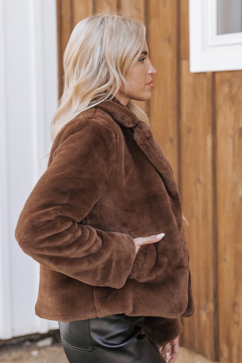 Soft Brown Faux Fur Jacket - Magnolia Boutique