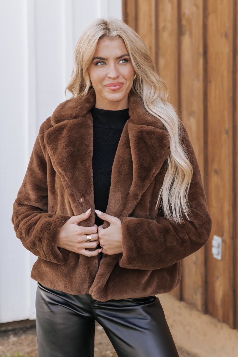 Soft Brown Faux Fur Jacket | Magnolia Boutique