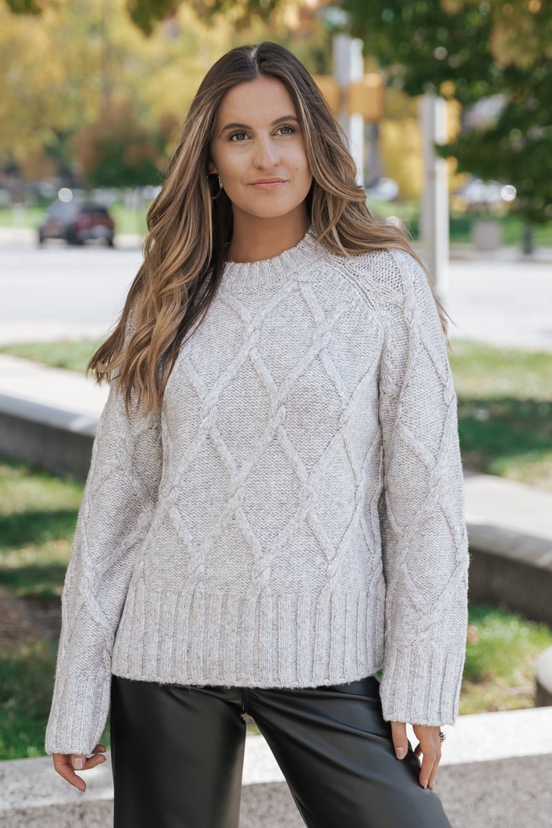 Steve Madden Grey Micah Cable Knit Sweater - Magnolia Boutique