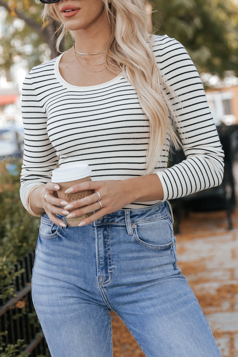 Striped Long Sleeve Knit Top - Magnolia Boutique