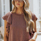 Sunday in Chelsea Chocolate Ruffle Sleeve Top - Magnolia Boutique