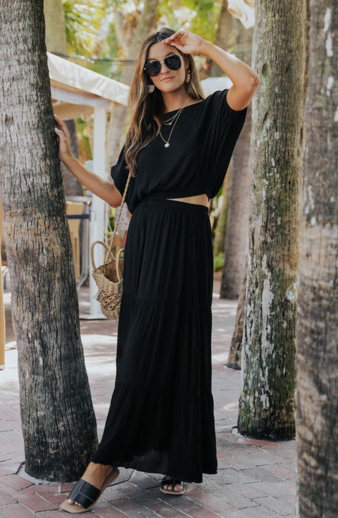 Sunrise Short Sleeve Top & Maxi Skirt Black Set L | Women's Online Boutique | Boho Chic Style | Magnolia Boutique Sunrise Short Sleeve Top & Maxi Skirt Black Set L | Women's Online Boutique | Boho Chic Style | Magnolia Boutique