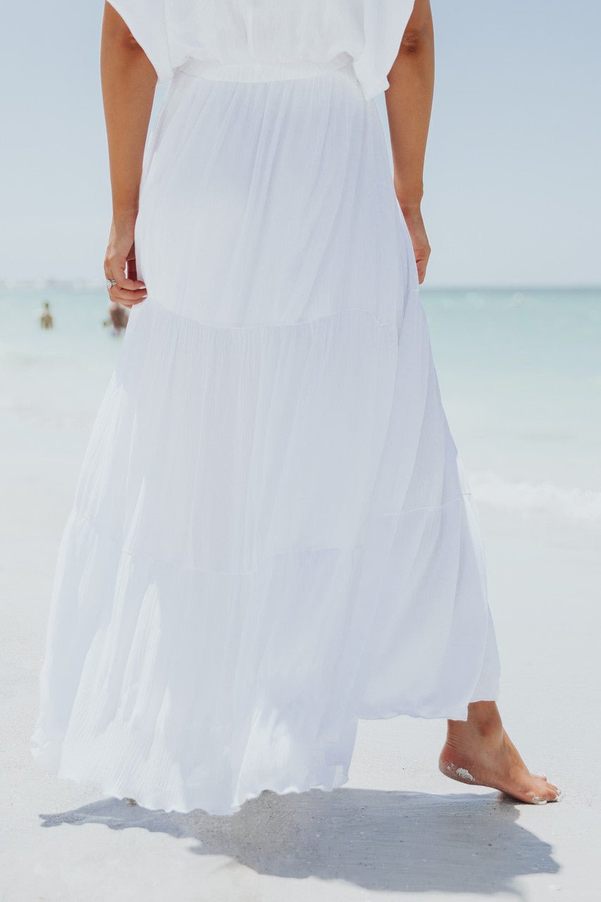 Sunrise Short Sleeve Top & Maxi Skirt White Set | FINAL SALE - Magnolia Boutique