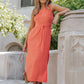 Sunset Orange Front Tie Midi Dress - Magnolia Boutique