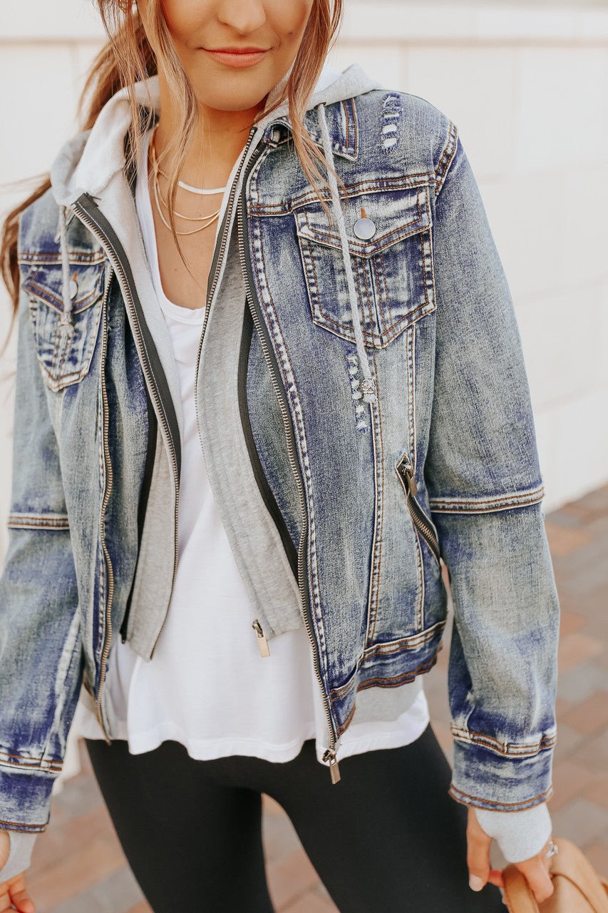 Buy Free People Flawless Hooded Denim Jacket At It Again XS (Women's 0-2)  at Amazon.in