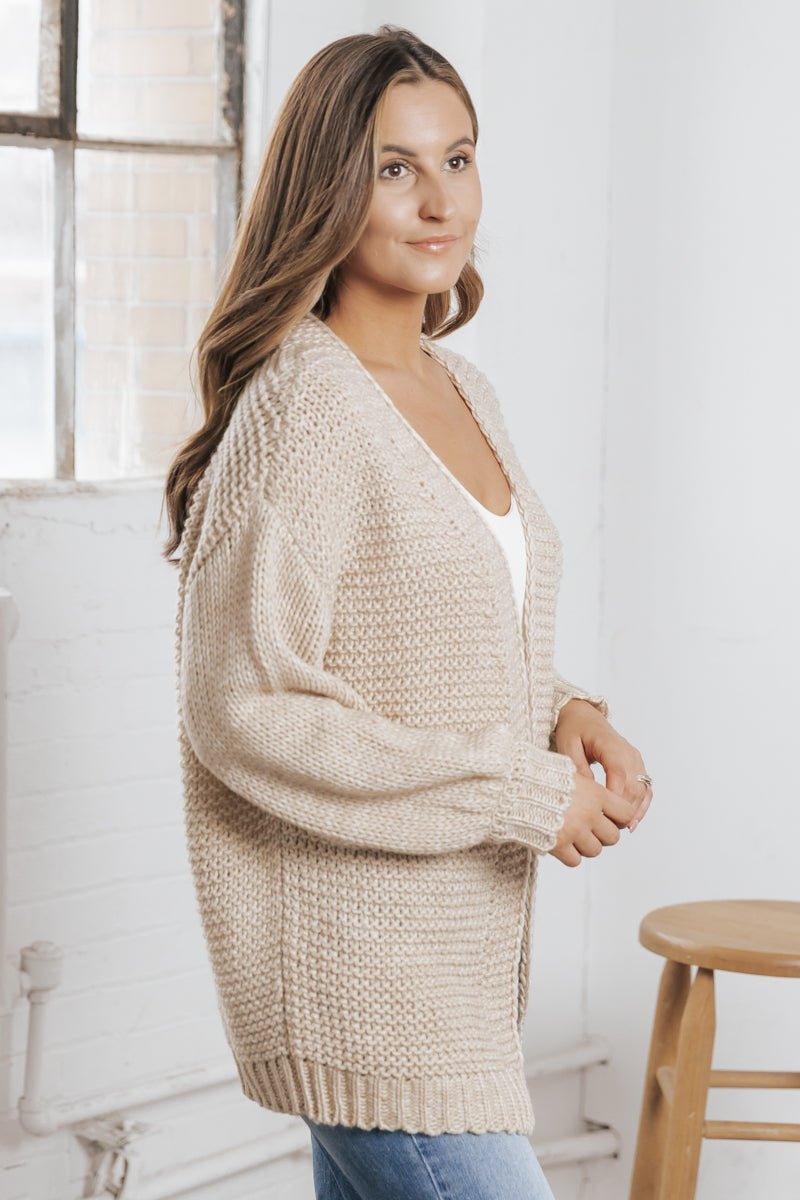 Tan Open Front Wool Cardigan - Magnolia Boutique