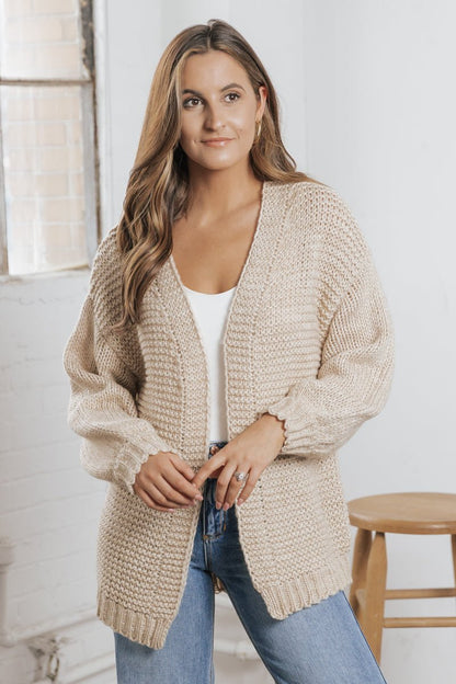 Tan Open Front Wool Cardigan - Magnolia Boutique