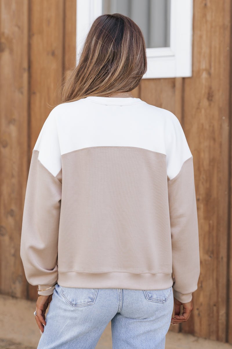 Taupe Color Block Scuba Sweatshirt - Magnolia Boutique
