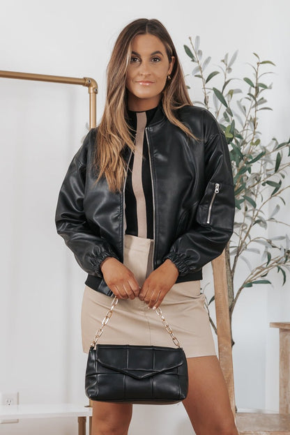 Taupe Faux Leather Mini Skirt - Magnolia Boutique