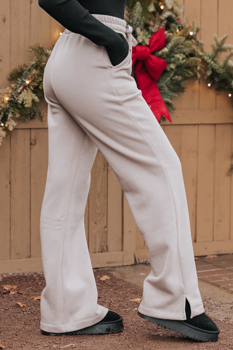 Taupe French Terry Straight Leg Pants - Magnolia Boutique