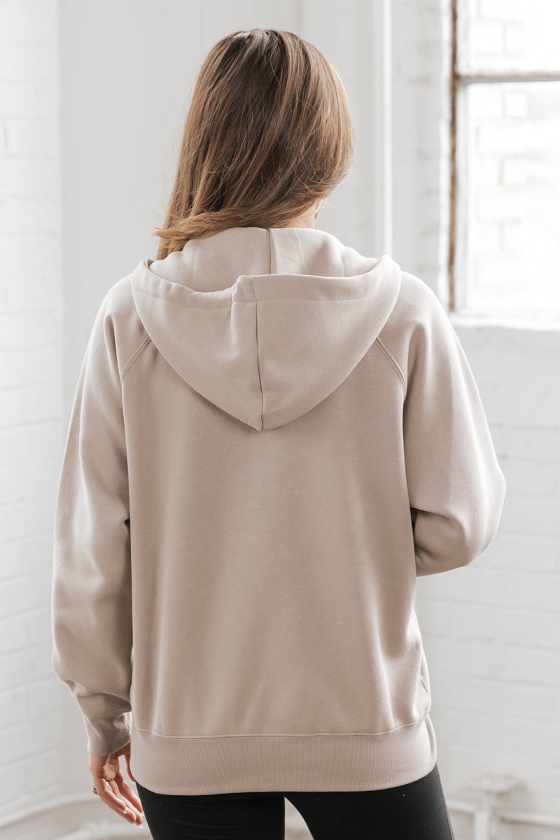 Taupe French Terry Zip Up Hoodie - Magnolia Boutique