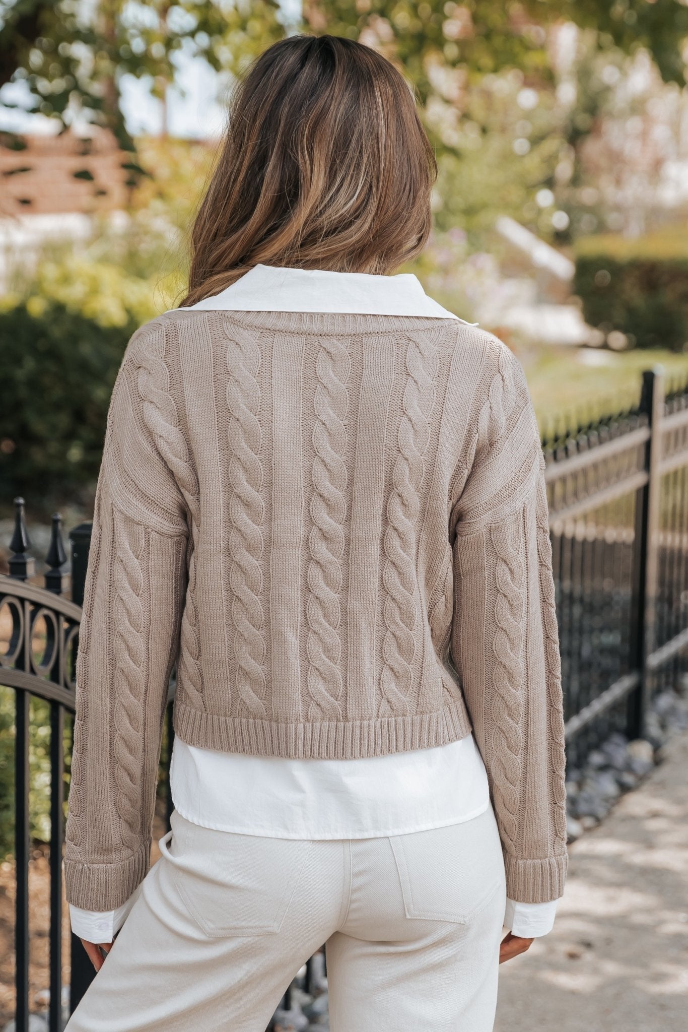 Taupe Layered Cable Knit Sweater | Magnolia Boutique