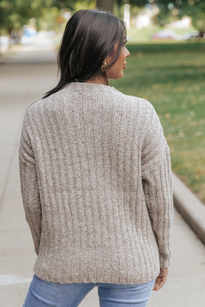Taupe Long Sleeve Chunky Ribbed Sweater - Magnolia Boutique