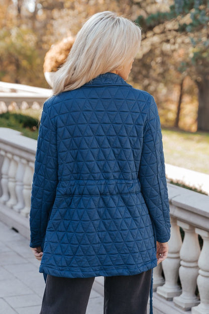Teal Quilted Waist Tie Jacket - Magnolia Boutique