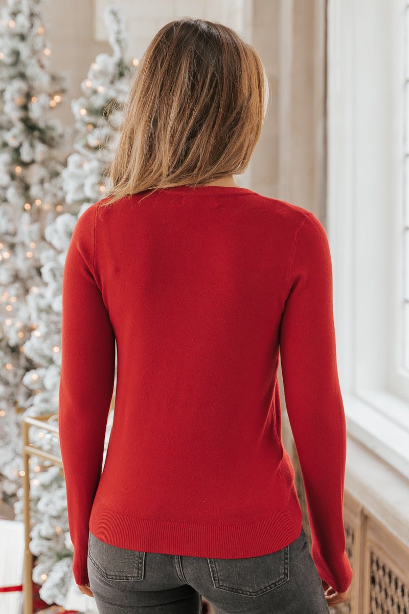 The Basic Red Long Sleeve Sweater - Magnolia Boutique