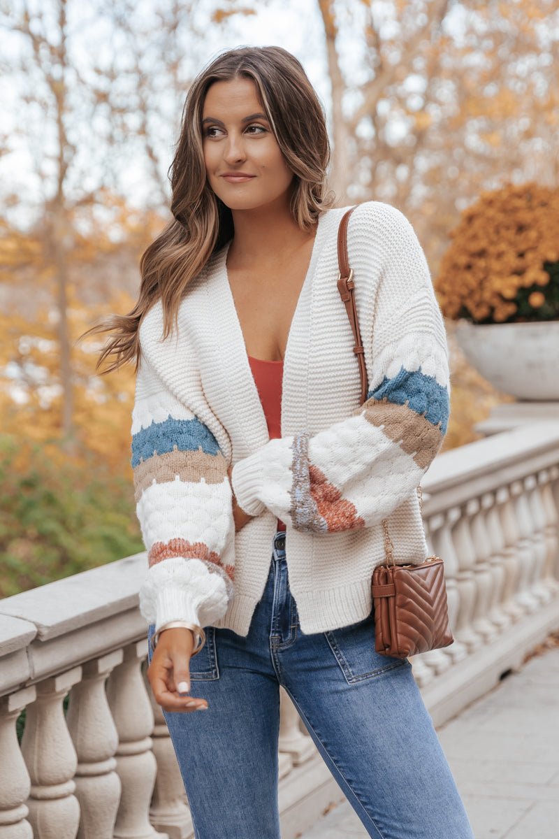 The Color Block Sleeve Open Front Cardigan - Magnolia Boutique