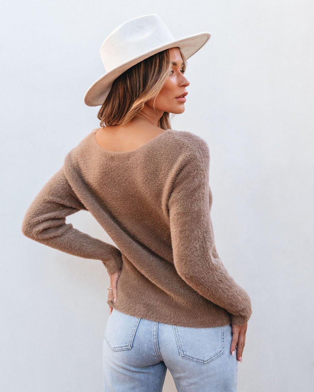 The Fuzzy Boat Neck Sweater - Mocha - Magnolia Boutique