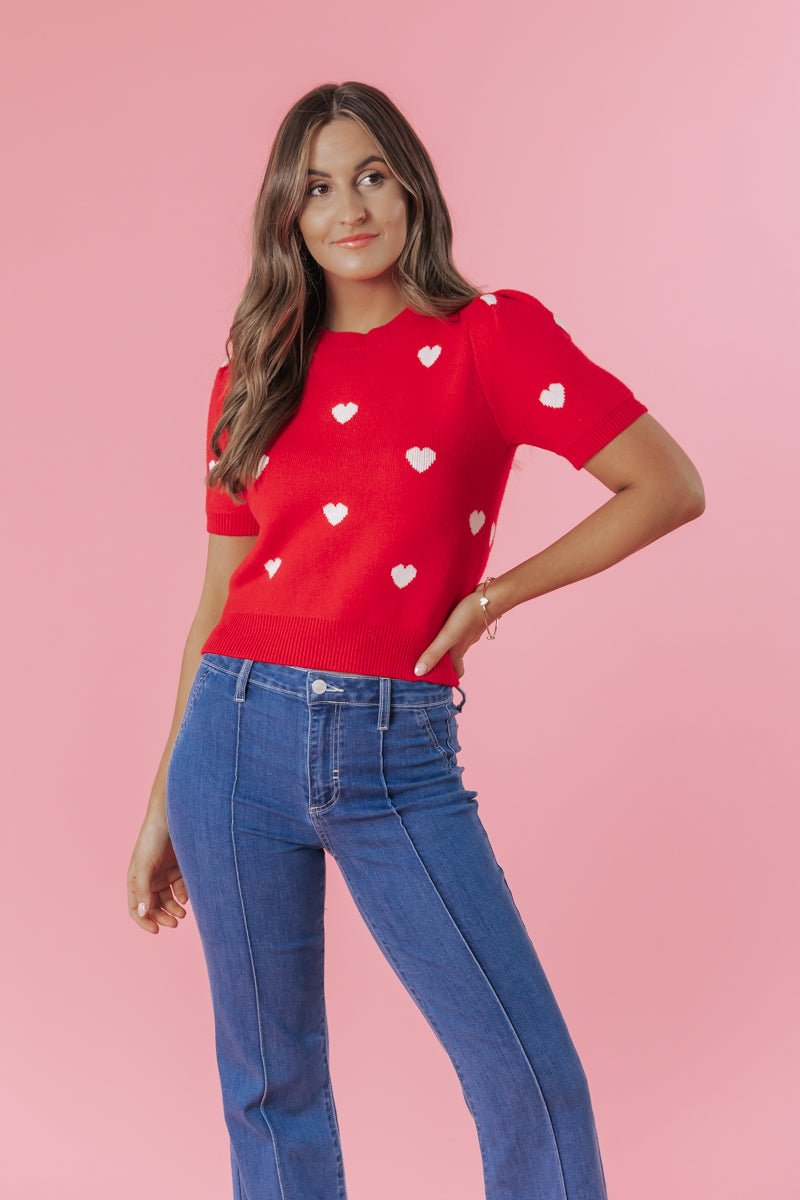 The Love Everlasting Red Heart Sweater - Magnolia Boutique