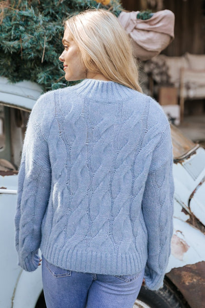 The Sleigh Bell Turtleneck Sweater - Blue - Magnolia Boutique