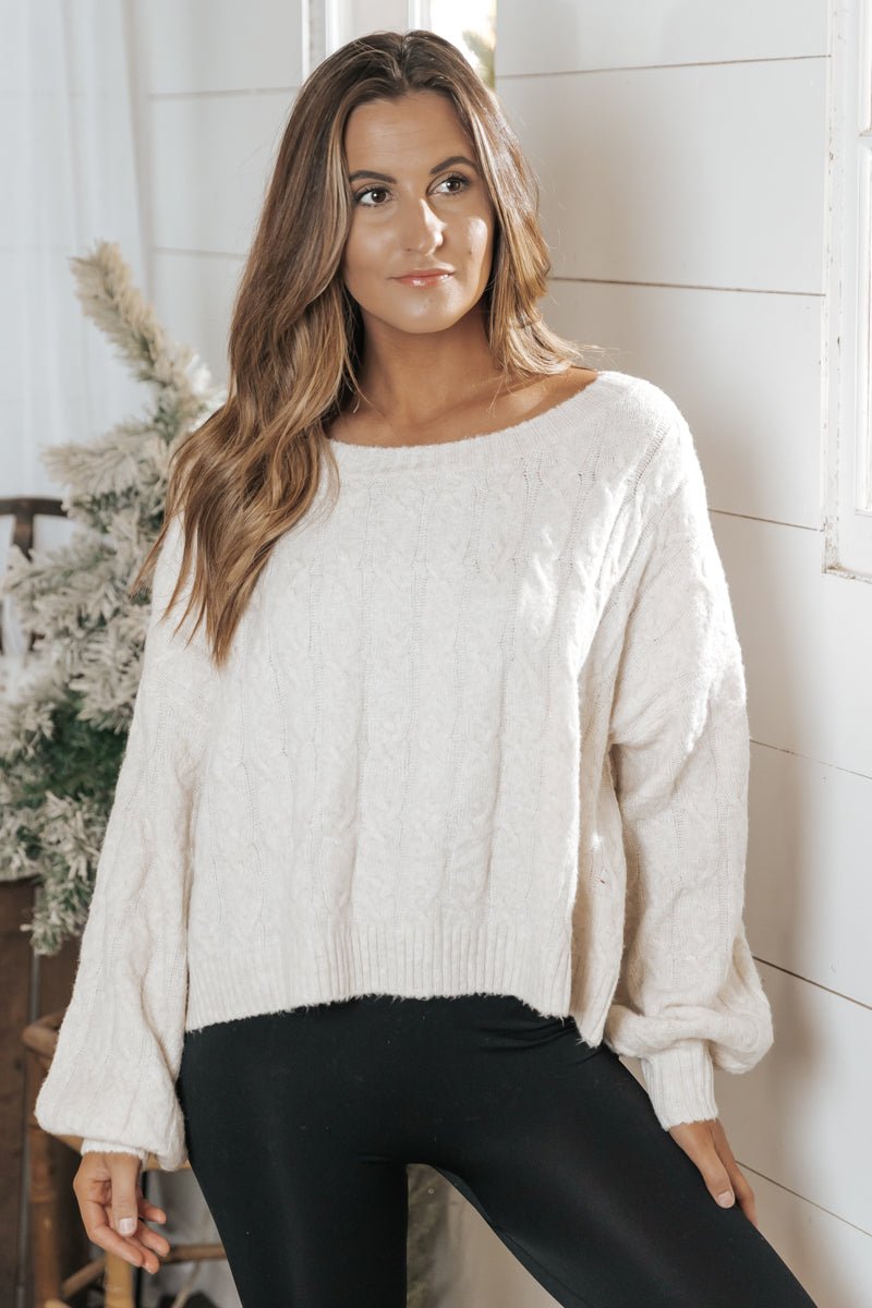 The Winter Cable Knit Sweater - Apricot - Magnolia Boutique