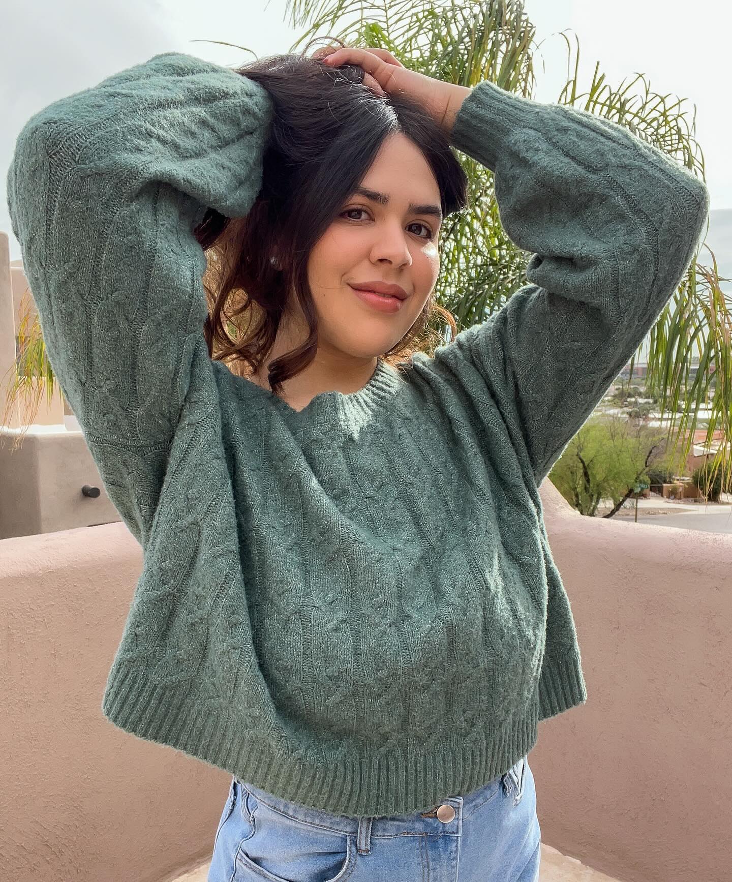 The Winter Cable Knit Sweater - Green - Magnolia Boutique