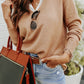 V-Neck Camel Shirt Combo Sweater - Magnolia Boutique