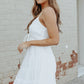 V-Neck Lace Up White Tiered Dress - FINAL SALE - Magnolia Boutique