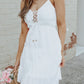 V-Neck Lace Up White Tiered Dress - FINAL SALE - Magnolia Boutique