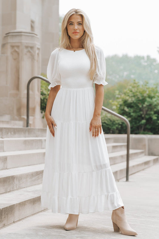 Wedding Bells White Tiered Maxi Dress-FINAL SALE - Magnolia Boutique