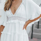 White Bell Sleeve Lace Trim Mini Dress-FINAL SALE - Magnolia Boutique
