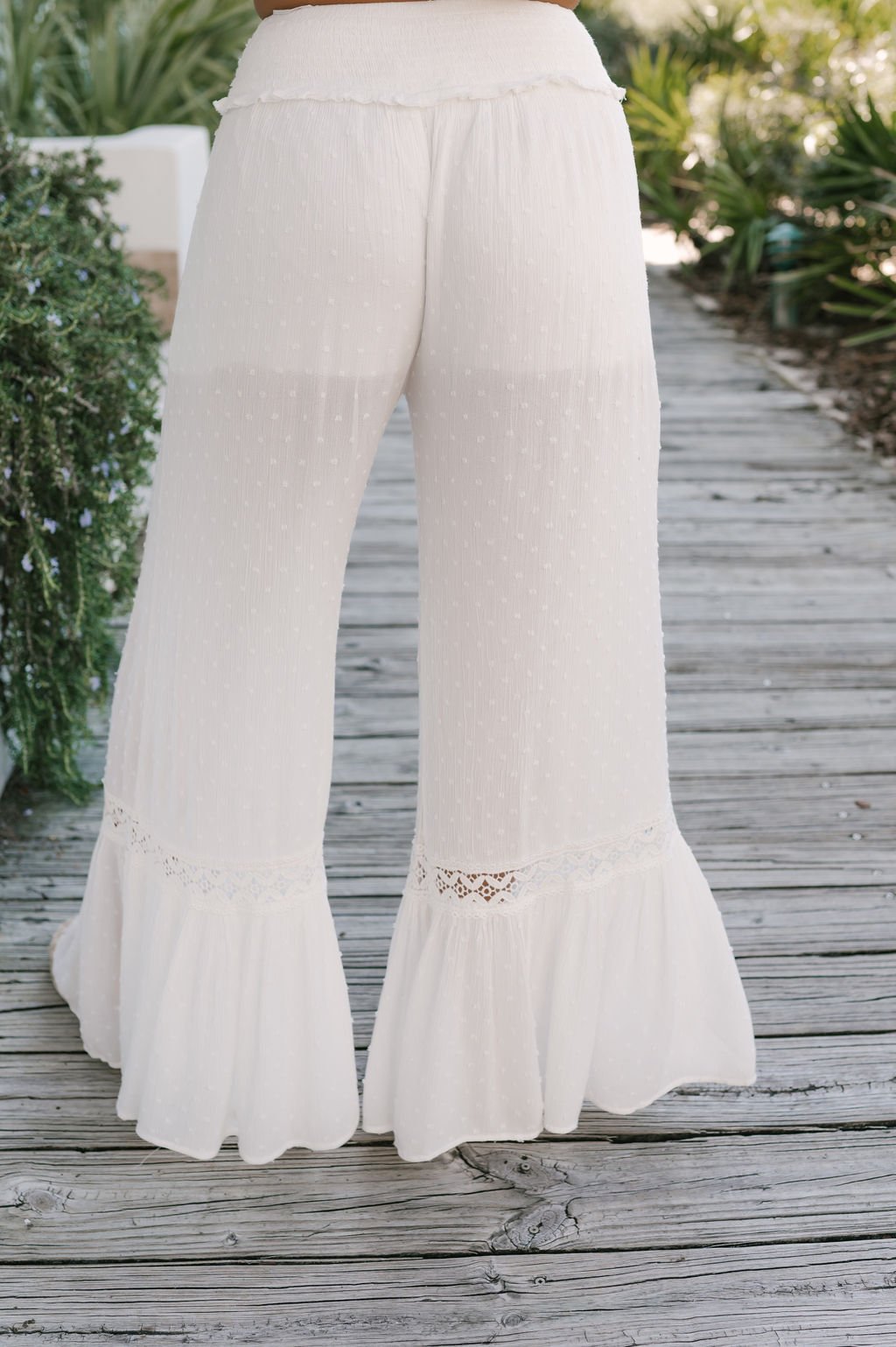 White Crochet Swiss Dot Pants - Magnolia Boutique